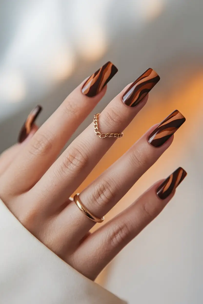 september nails color ideas 2025 chocolate swirl