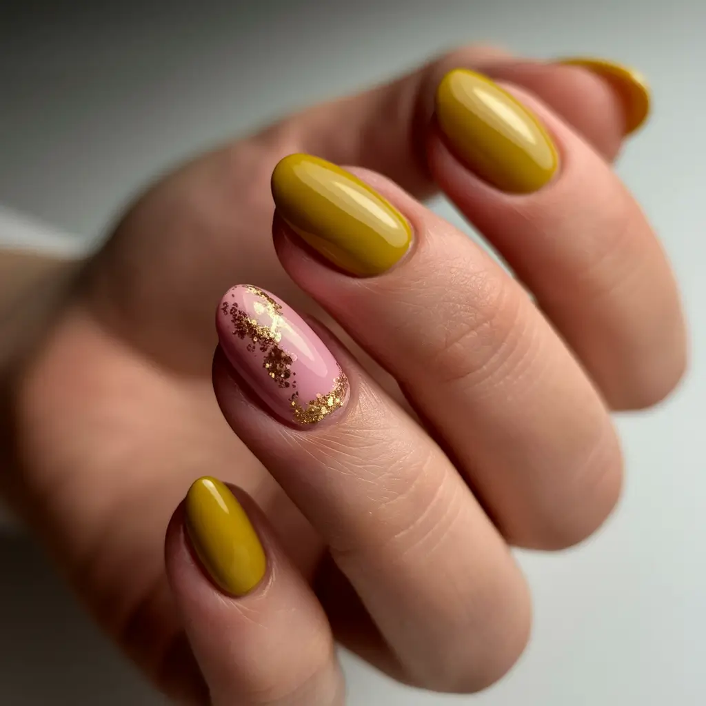 september nails color ideas 2025 olive pink glitter