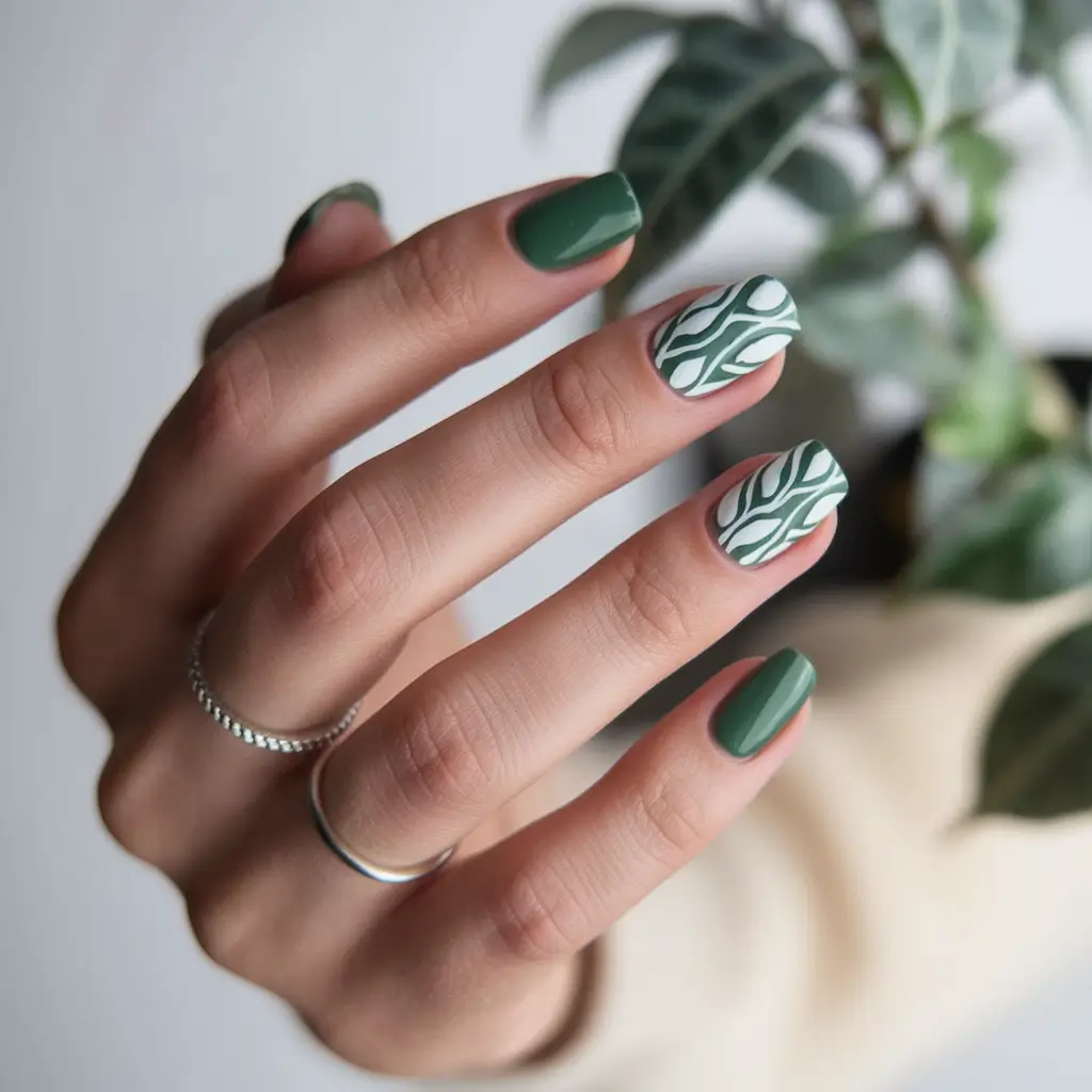 september nails color ideas 2025 green swirl early