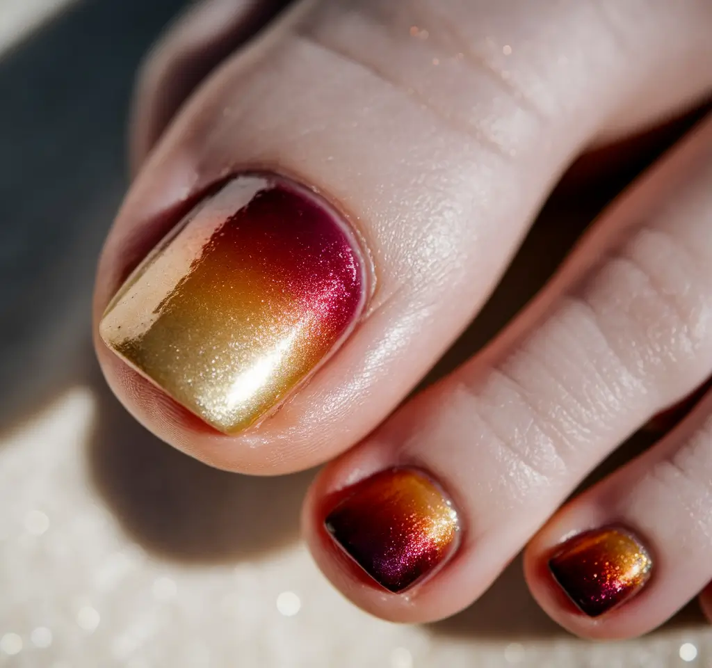 September toe nails ideas 2025 Golden Plum Gradient for That Early Fall Glow