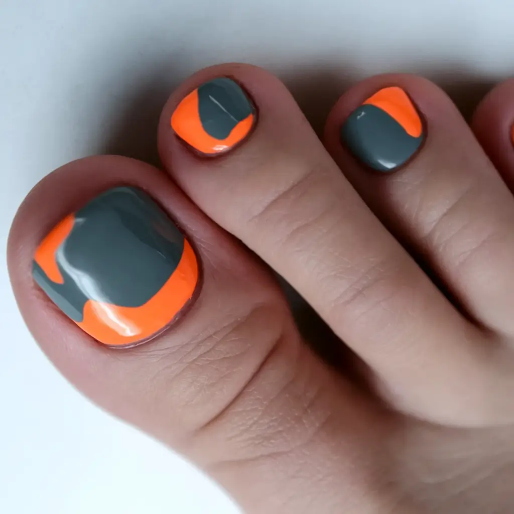 September toe nails ideas 2025 Gray and Orange Abstract Color Blocks