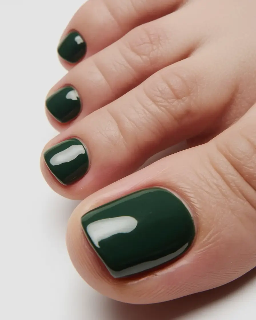 September toe nails ideas 2025 Dark Green Gloss for a Moody Mood