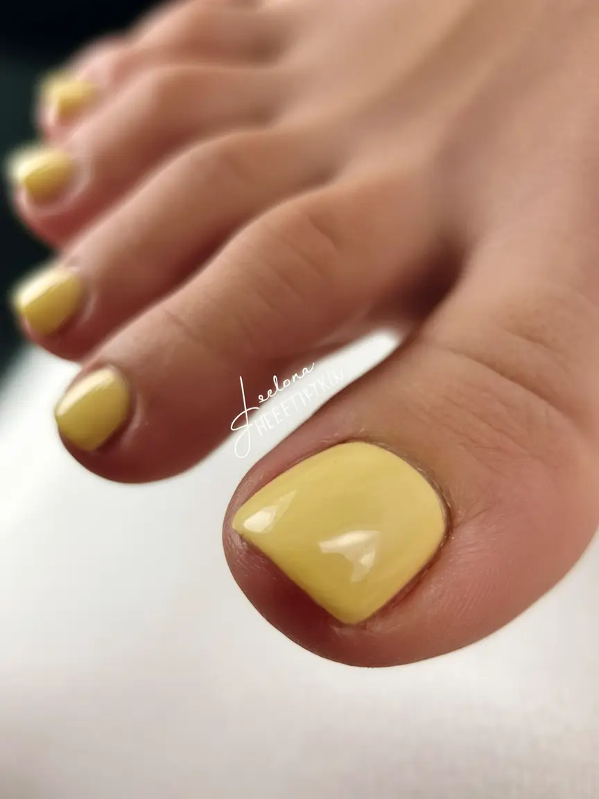 September toe nails ideas 2025 Soft Yellow and Subtle Sunshine