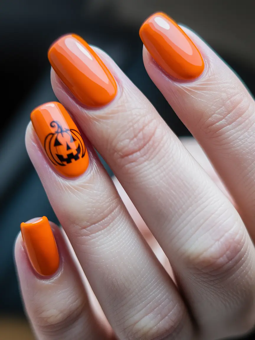 Simple fall nails autumn pumpkin Pumpkin Spice Square Mood