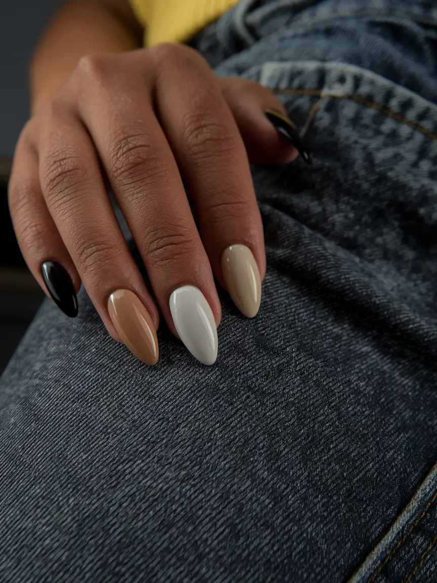 Simple fall nails autumn Neutral Contrast Chic