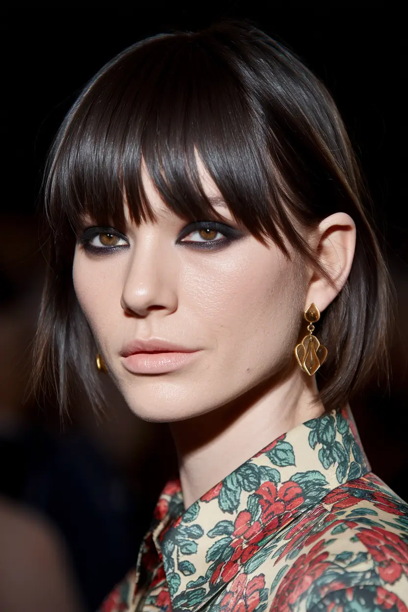 fall haircut with bangs The Edgy Chic Micro-Bob with Bold Bangs