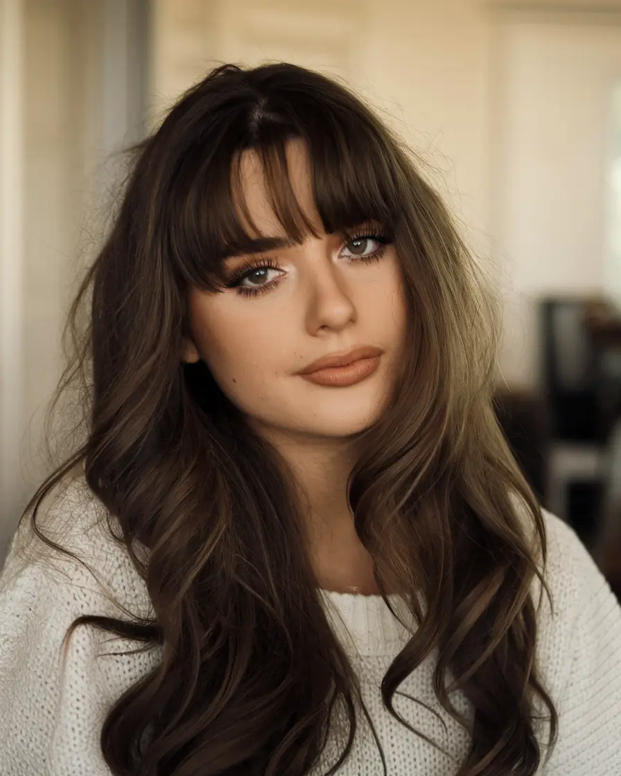 fall haircut long bangs Soft Glam Layers