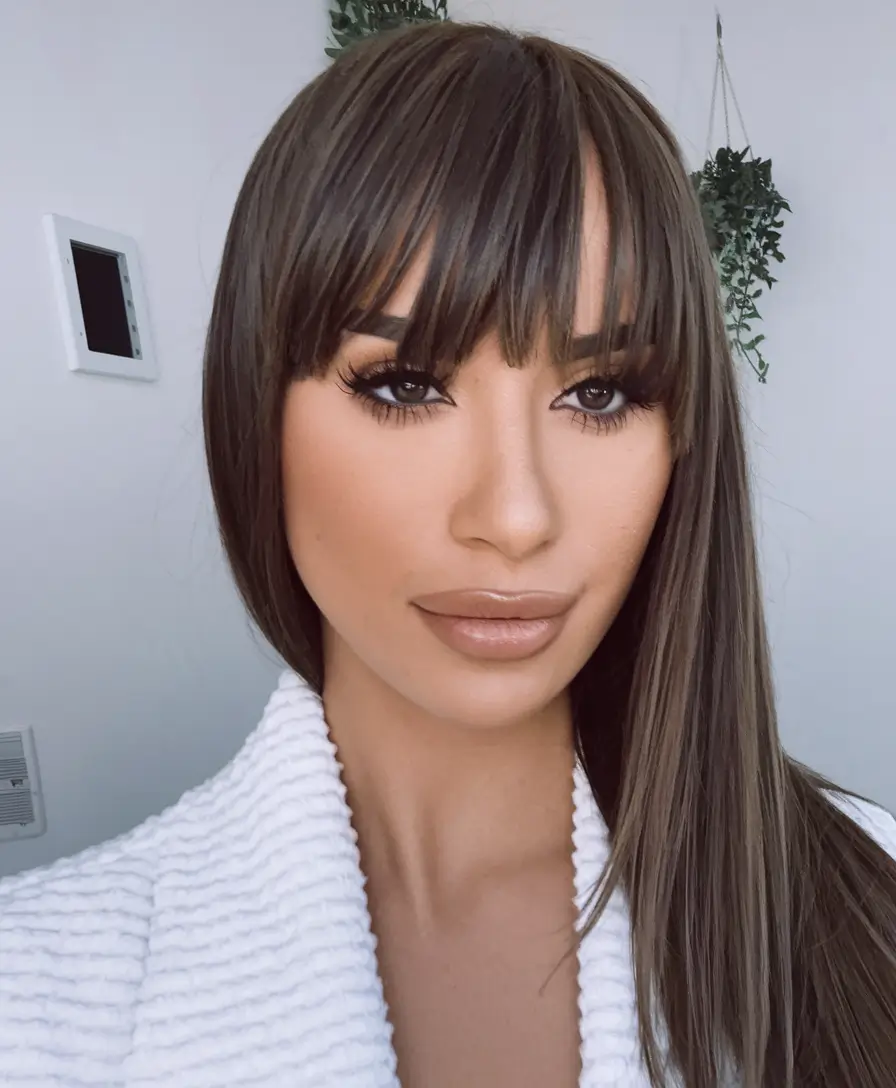 fall haircut with bangs Sleek Layers with Soft Straight Bangs