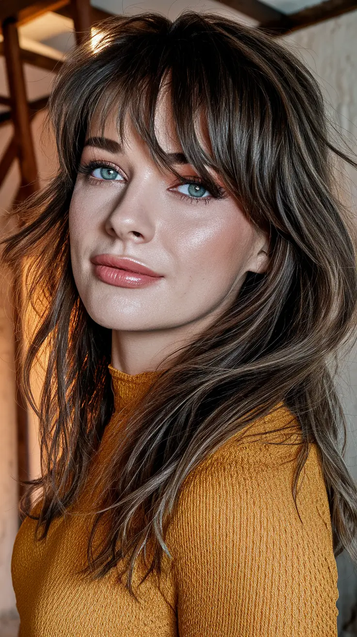 fall haircut wispy bangs Feathered Layers with Soft Wispy Bangs