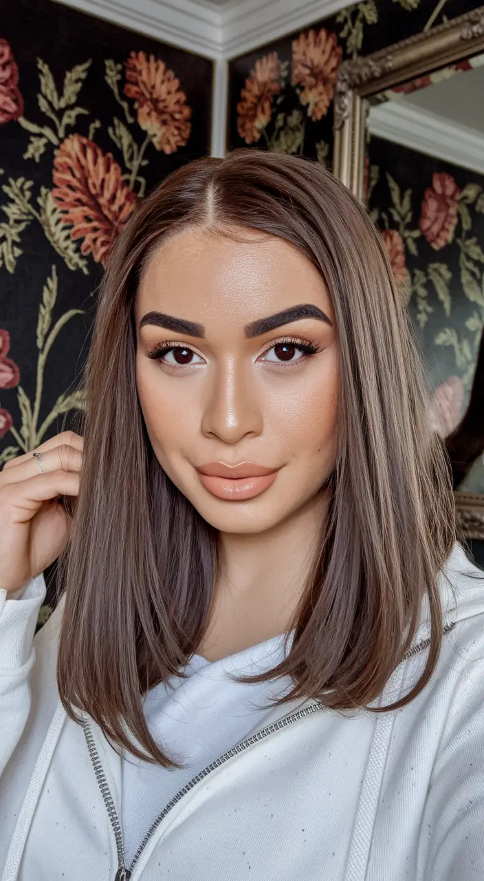 Trending Hair Colors for Fall Season 2025 Smoky Taupe Lob