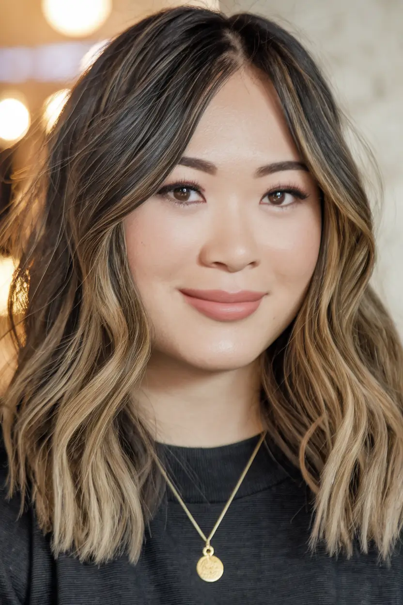 2025 Golden Beige Balayage Waves