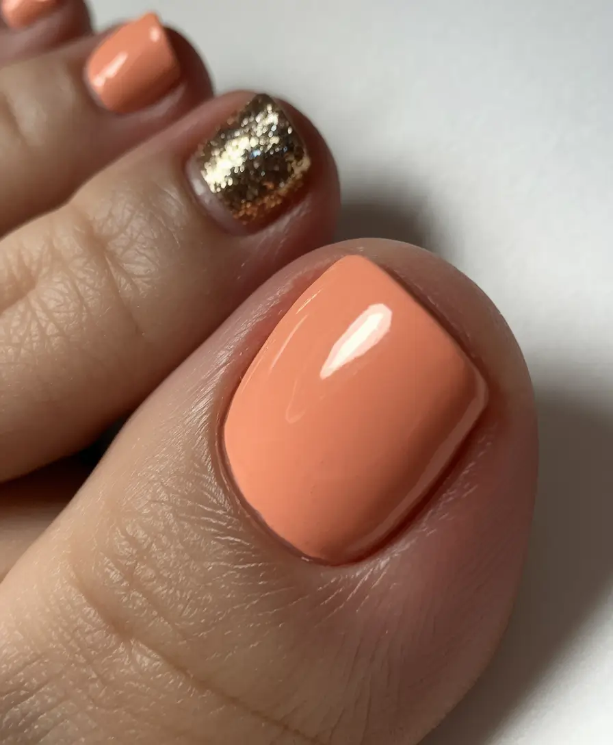 fall toe nail colors autumn Peach Glow with Golden Accent