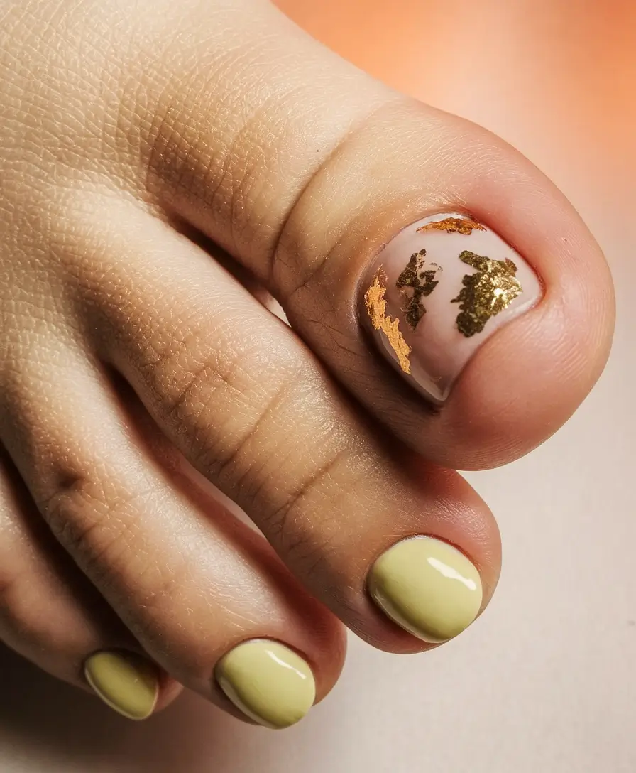 fall toe nail colors autumn Soft Neutral With Golden Foil