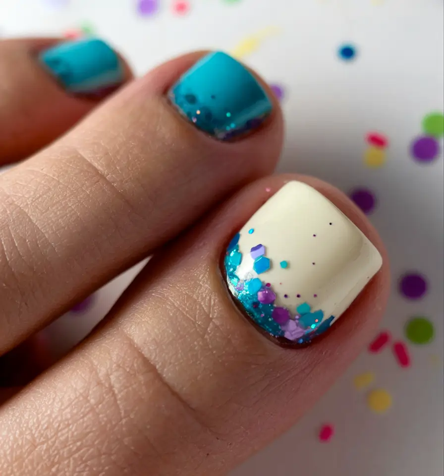 fall toe nail colors autumn Confetti Meets Ocean Blue