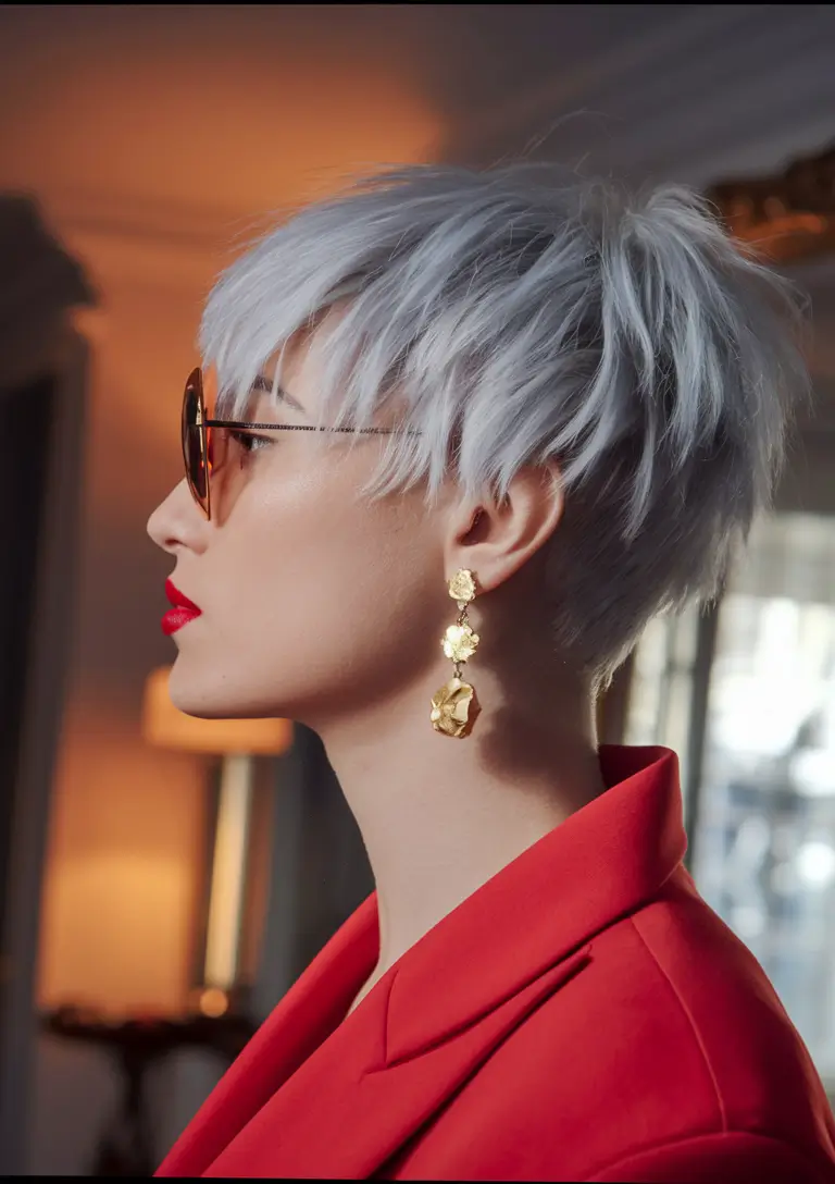 fall pixie haircut Silver-White Pixie with Edge