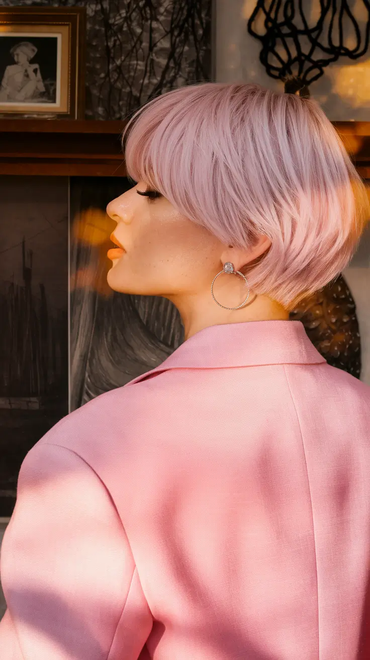 fall pixie haircut Pastel Pink Pixie Bob