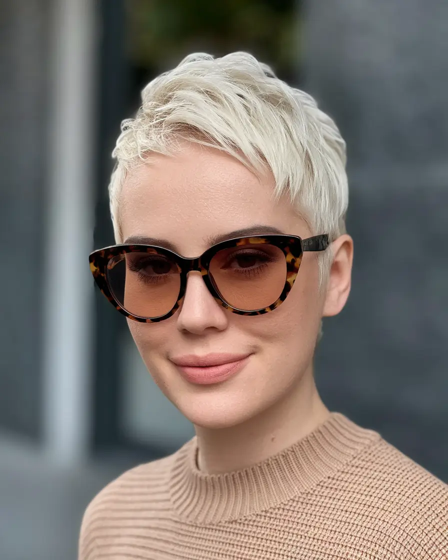 fall pixie haircut Platinum Textured Crop