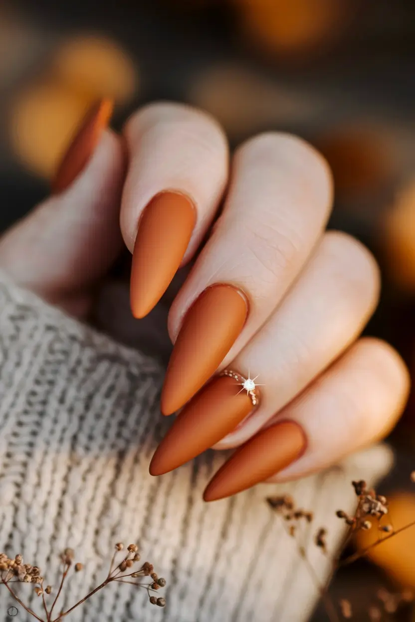fall-acrylic-nails-ideas-Matte-Pumpkin-Spice