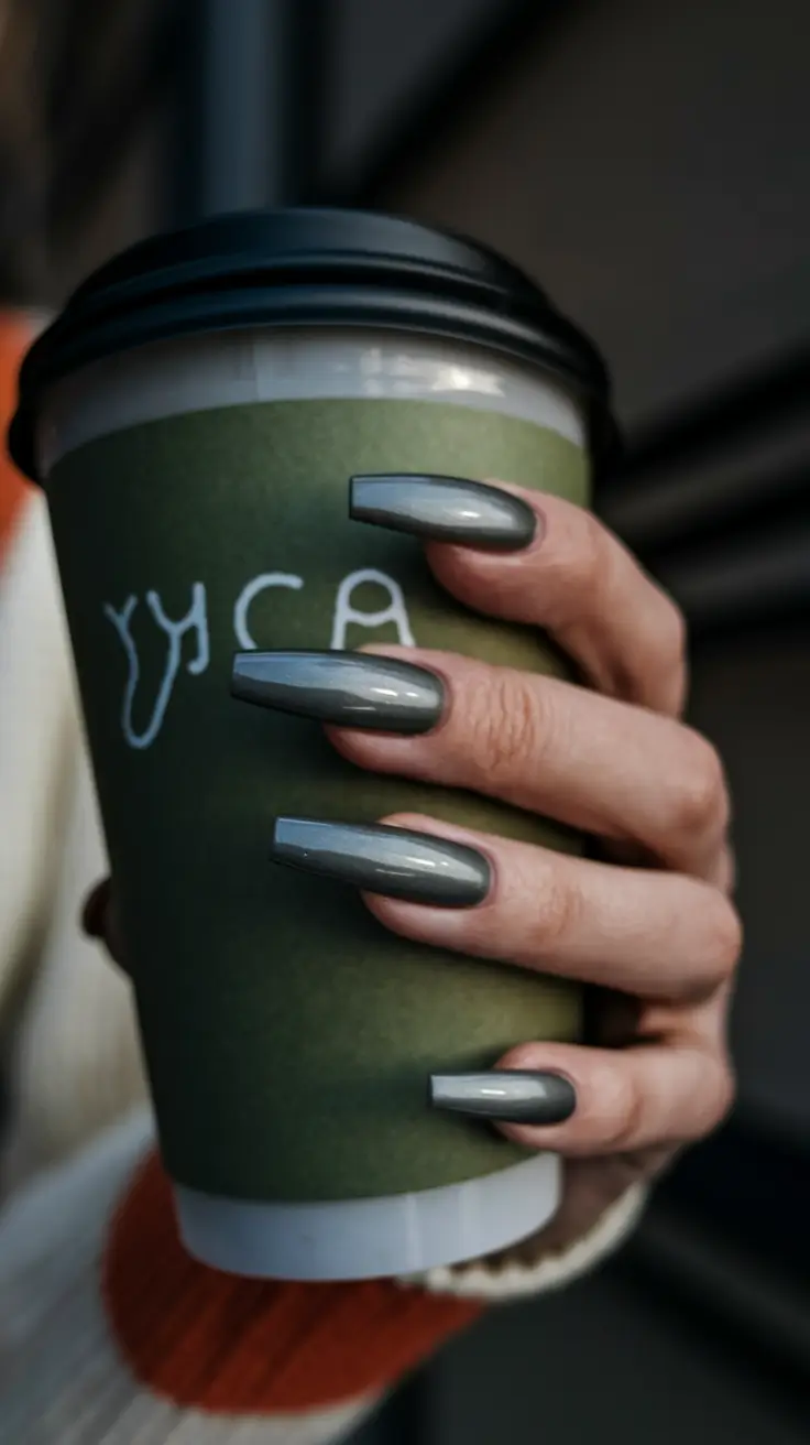 fall-acrylic-nails-ideas-Gunmetal-Gloss