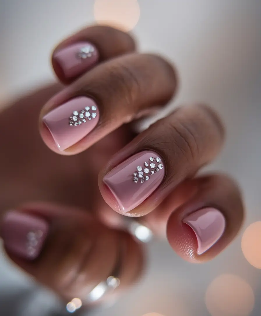 2025 Fall Nails with Sparkly Accents Crystal Clusters