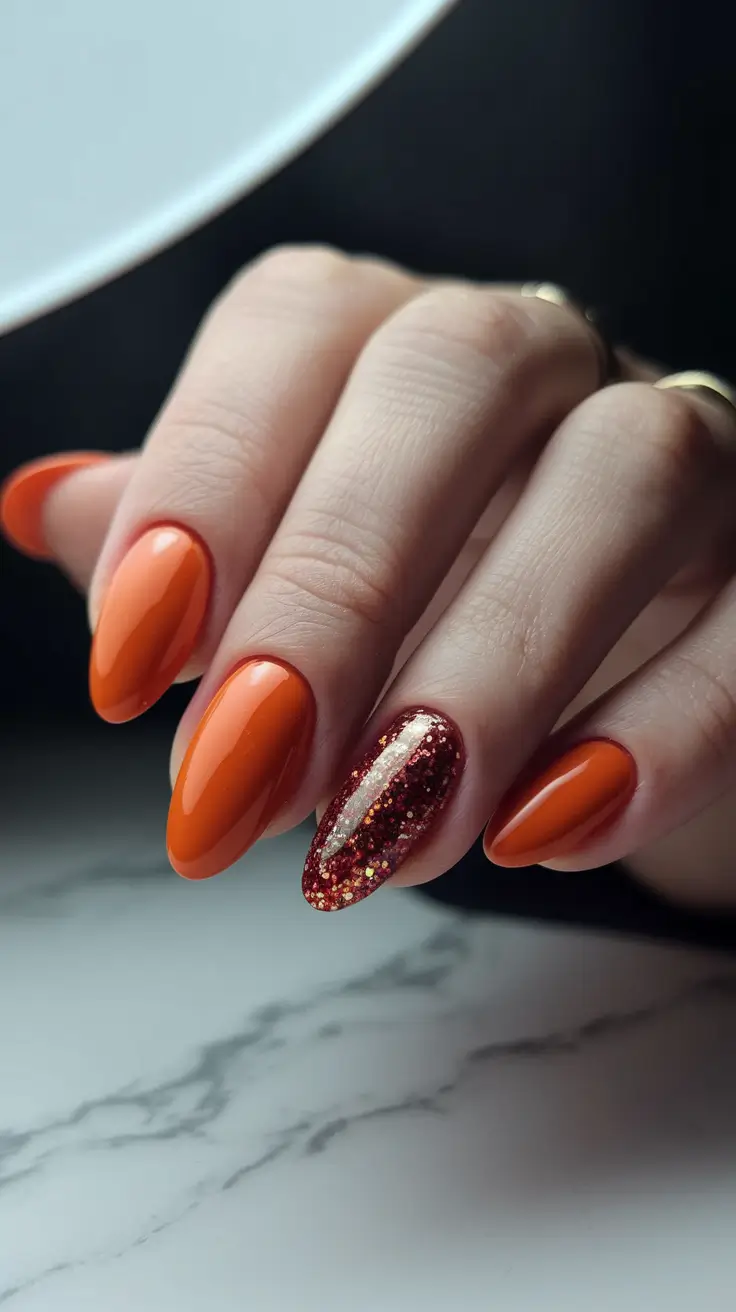2025 Fall Nails with Sparkly Accents Autumn Spice