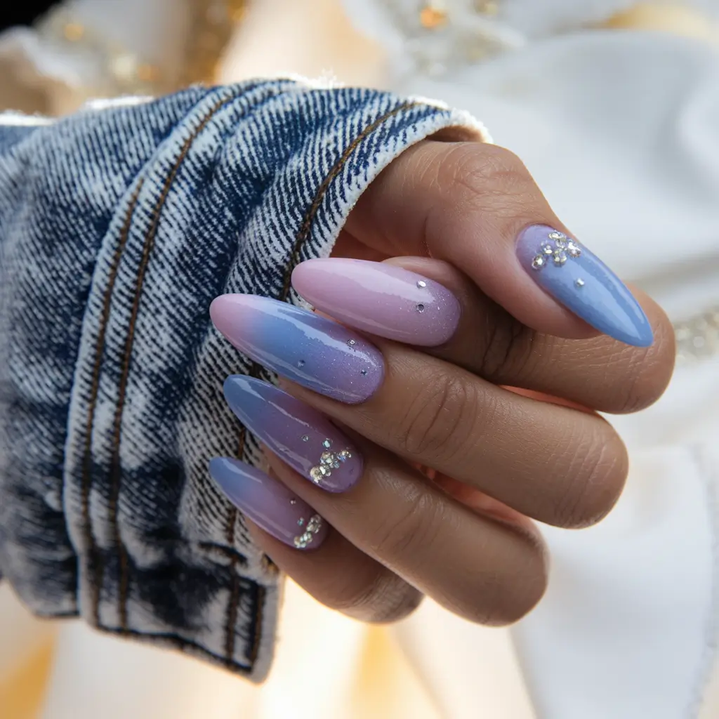 2025 Fall Nails with Sparkly Accents Ombre