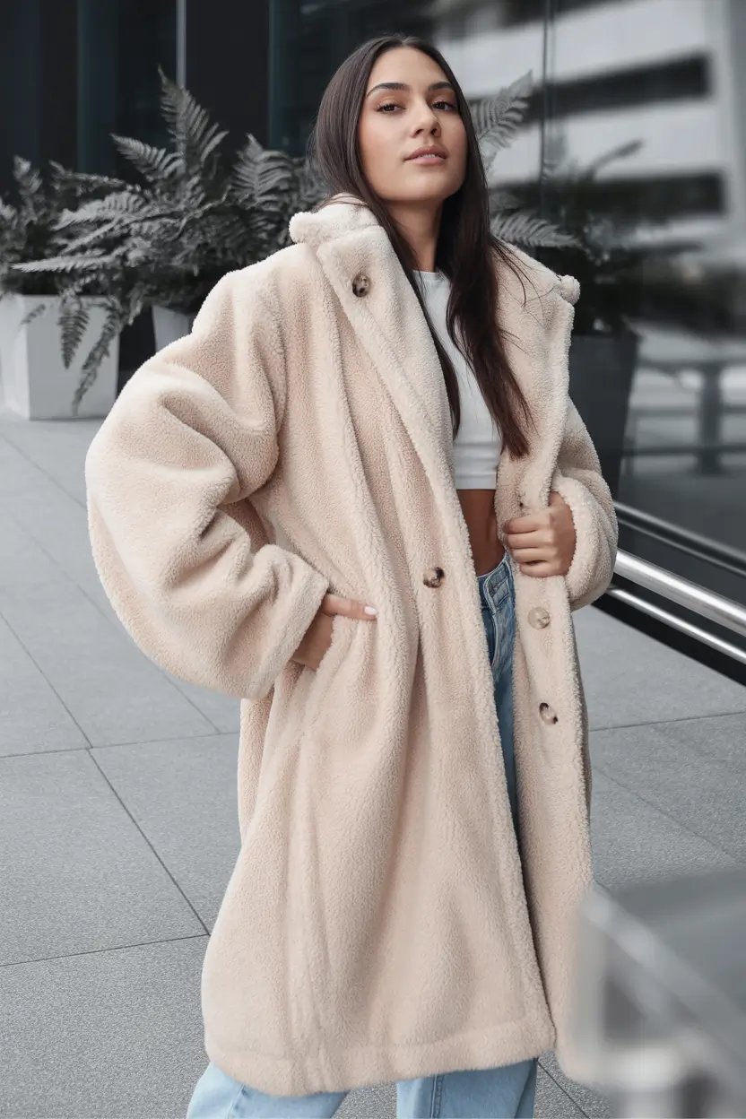 Basics Fall to Winter Outfits Winter 2025 Teddy Bear Warmth