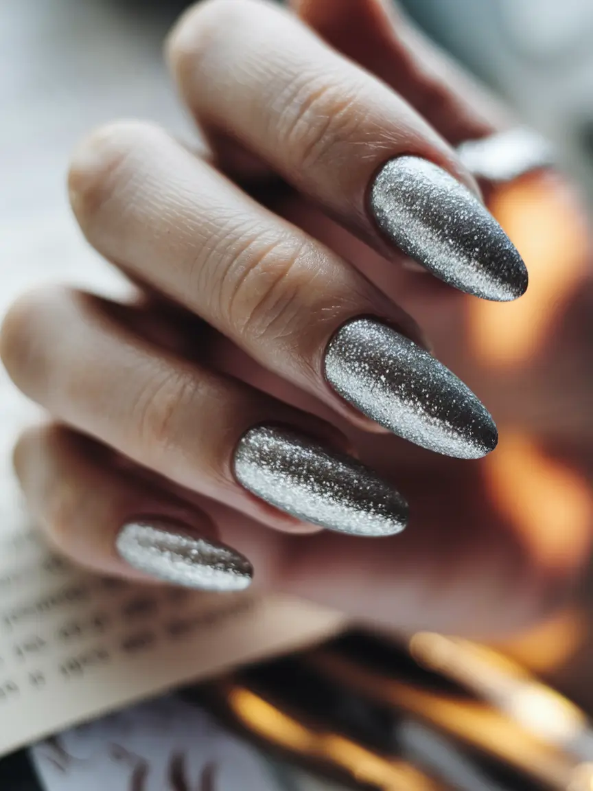 fall/winter nails colors Silver Metallic Glam