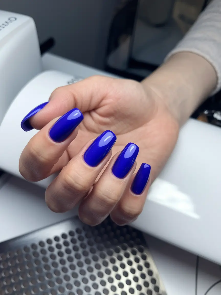 fall/winter nails colors Cobalt Elegance on Long Nails