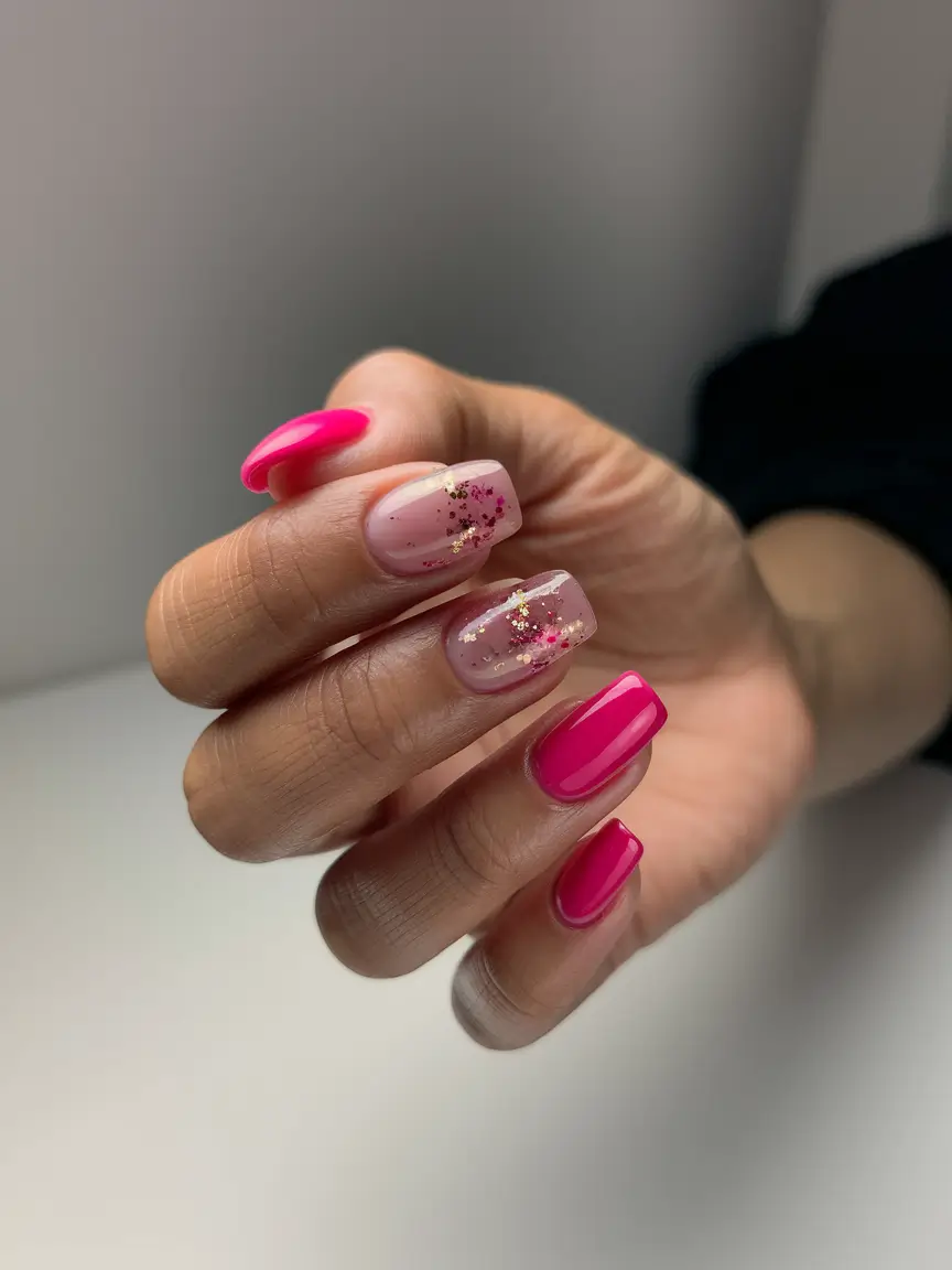 fall/winter nails colors Pink Sparkle Accents