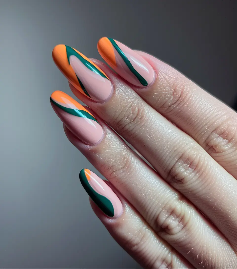 Bold Color Block Nails Fall 2025 Autumn Waves