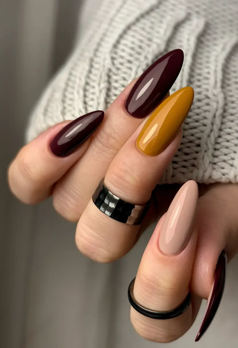 Bold Color Block Nails Fall 2025 Deep Tones with an Edge