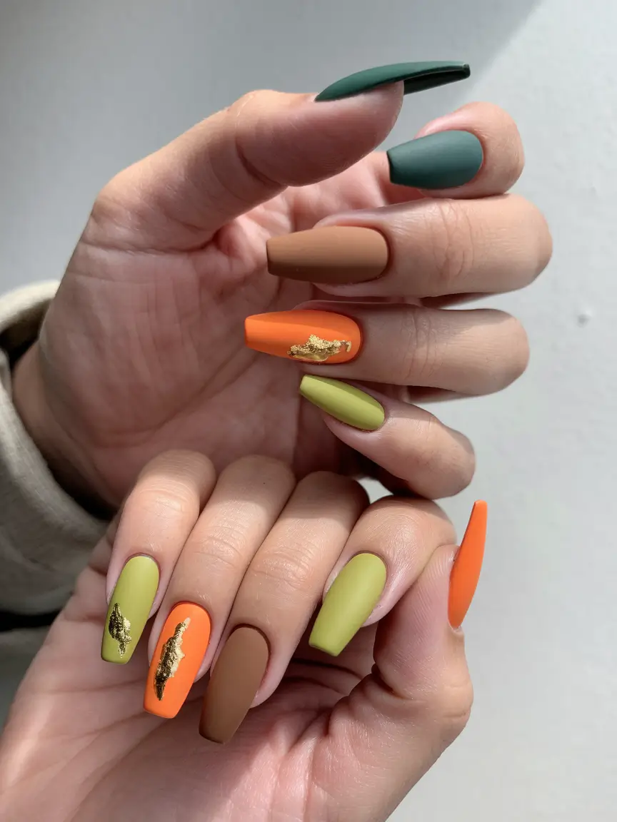 Bold Color Block Nails Fall 2025 Earthy Bold Blocks