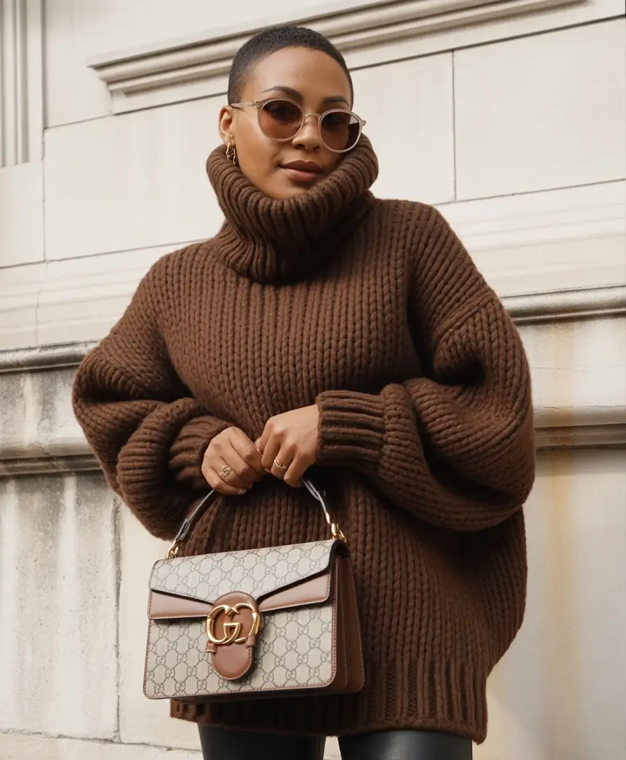 casual winter outfits for women Oversized Knit and Designer Edge