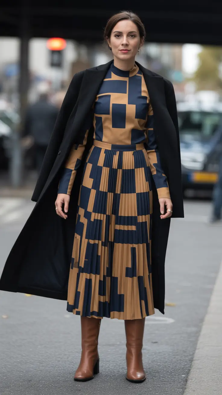 casual winter outfits for women Geometric Print Elegance