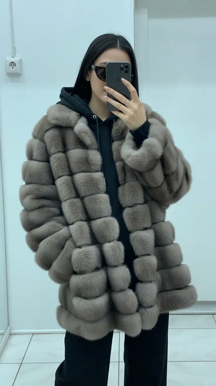 comfy winter outfits ideas 2025 2026 Oversized Faux Fur Coat with Street Cool