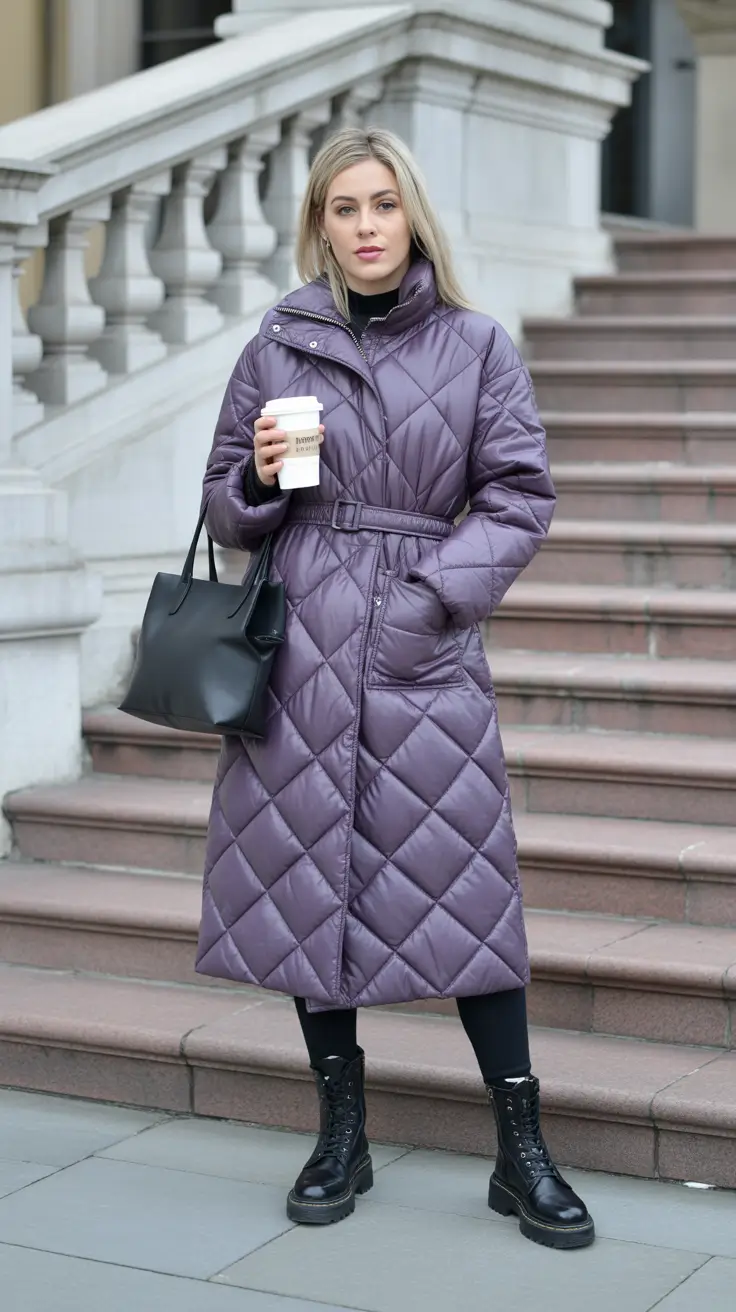 comfy winter outfits ideas 2025 2026 Lavender Quilted Elegance