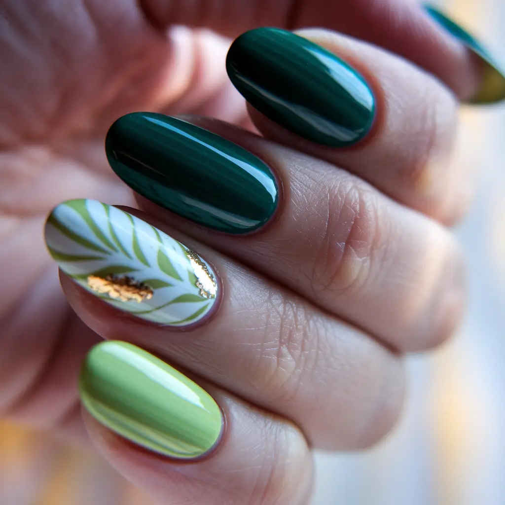 october-nails-designs-forest-green