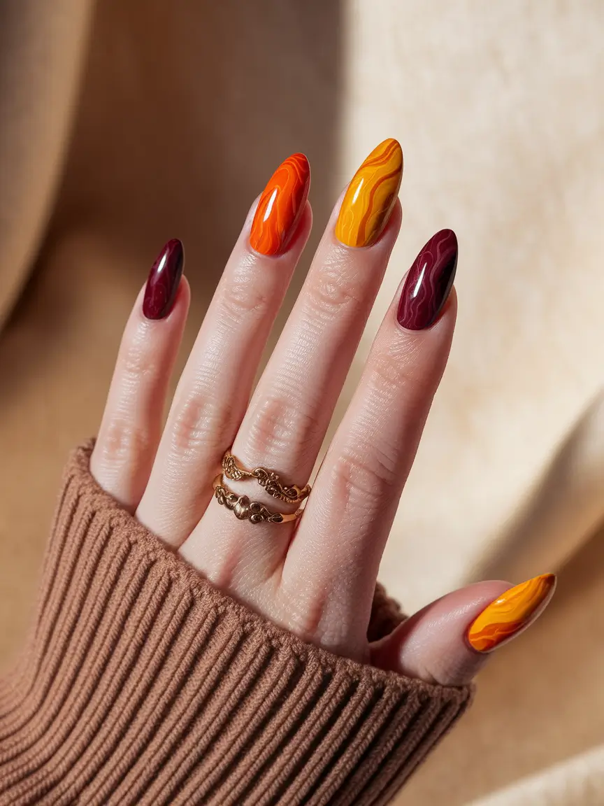 october-nails-designs-marbled-fire