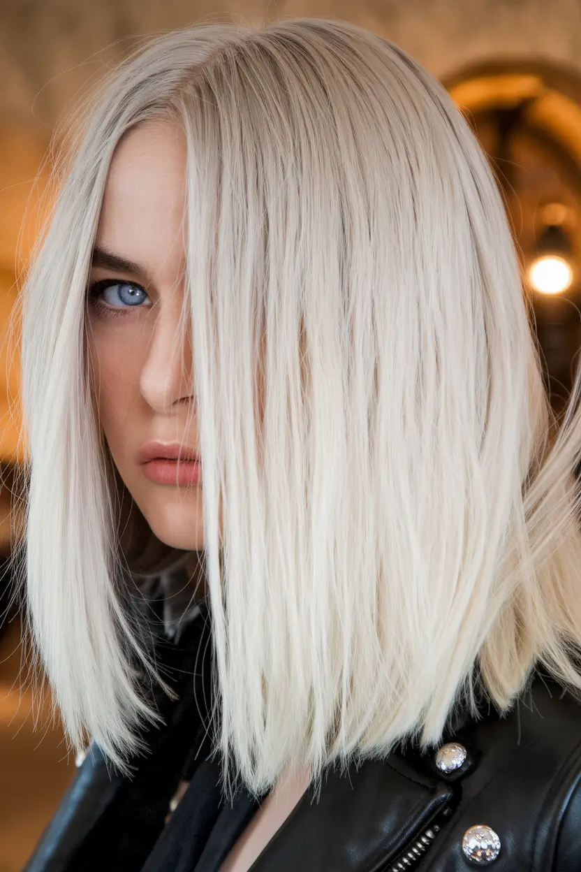 frosted platinum bob october hair color ideas blonde