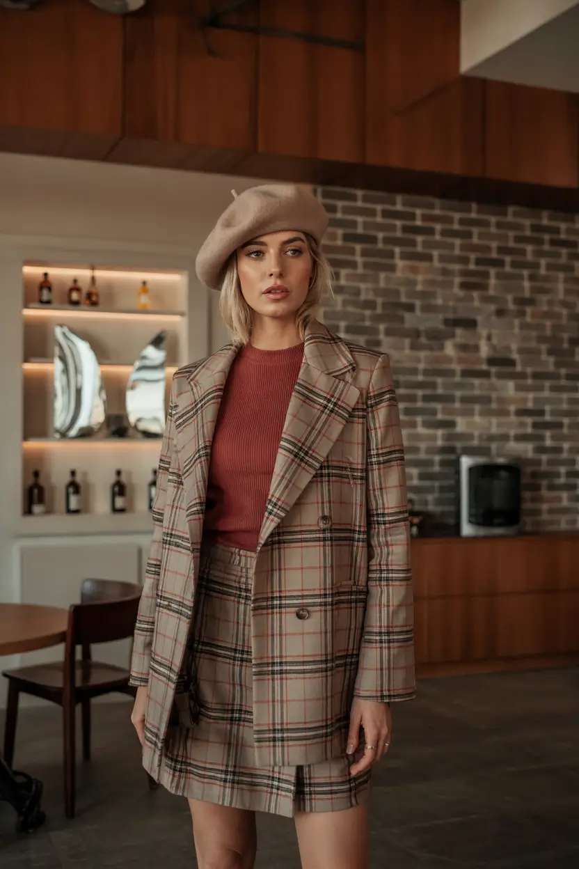 october-outfits-aesthetic-checked-suit-beret