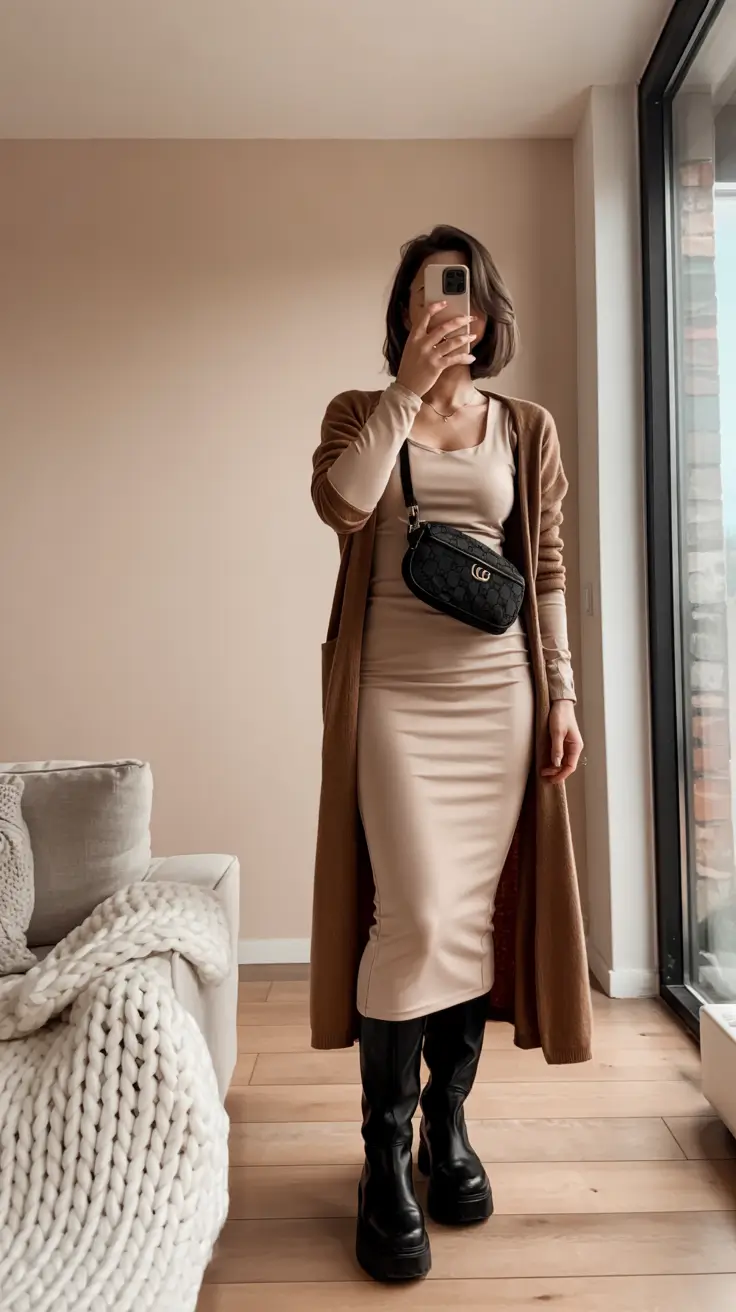 october-outfits-aesthetic-dress-cardigan