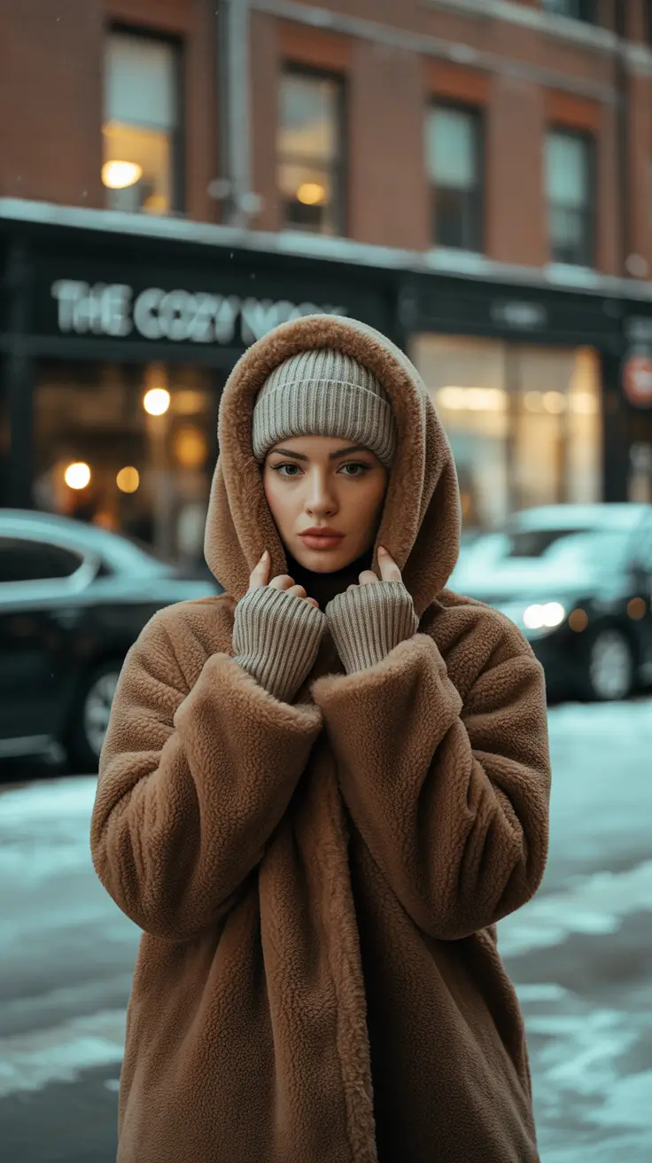 cozy winter outfits cold soft teddy warmth