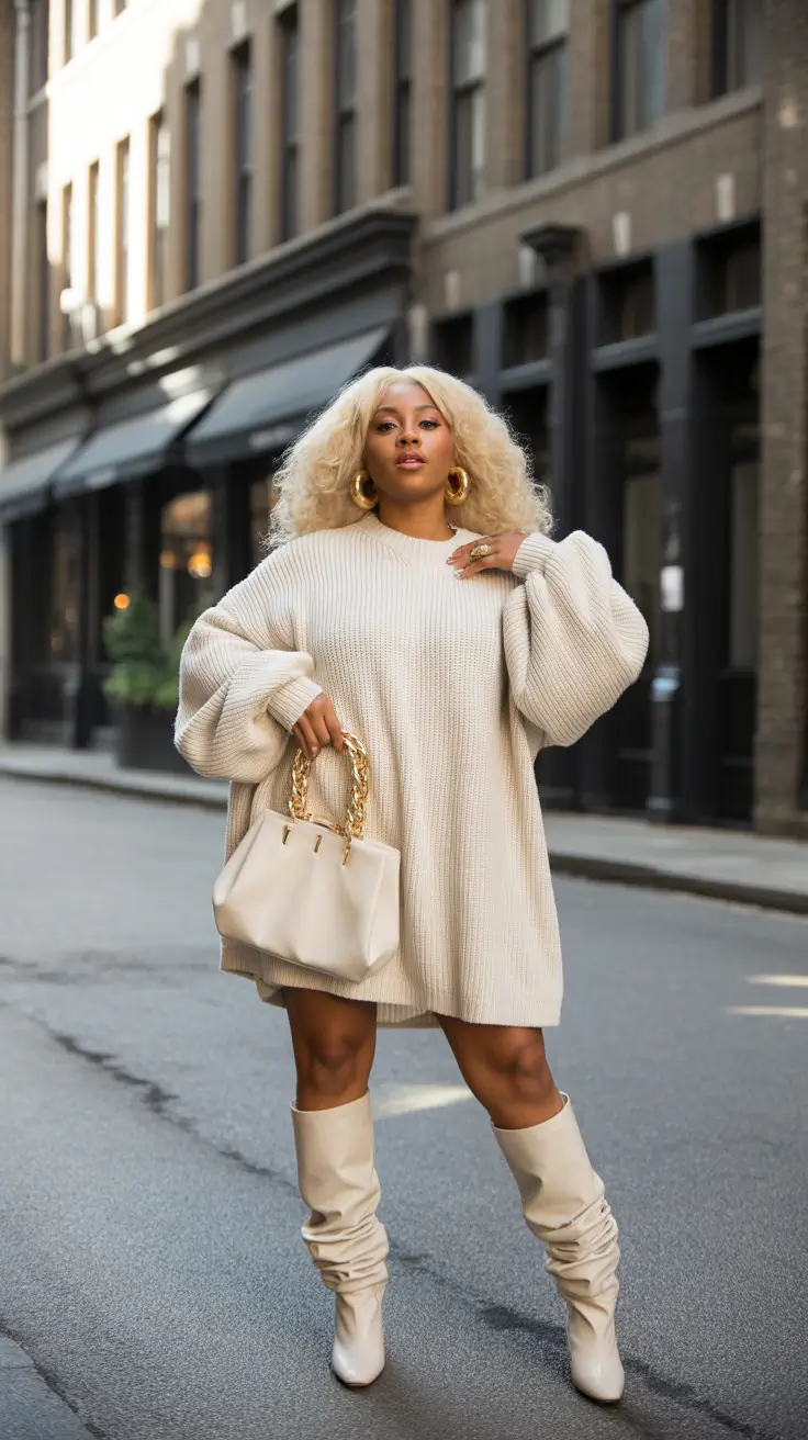 cozy winter outfits black women oversized knit confidence