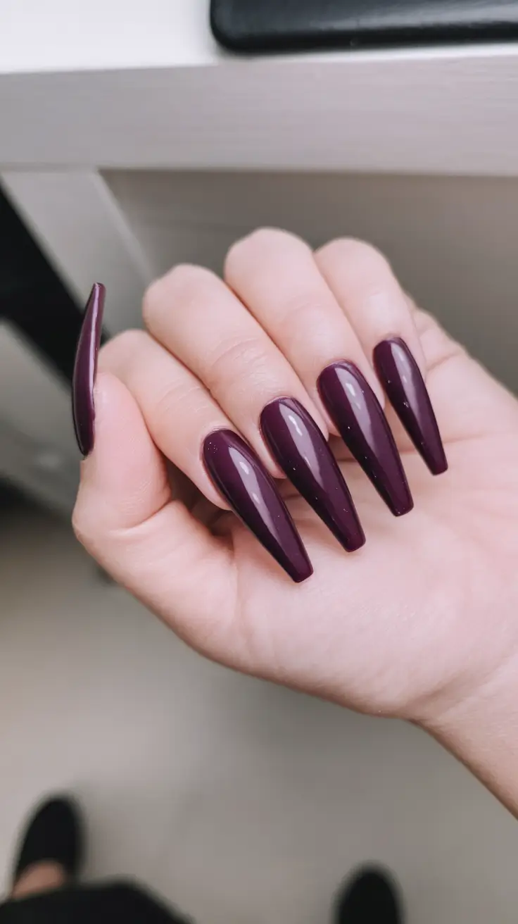 fall coffin nail ideas Plum Perfection