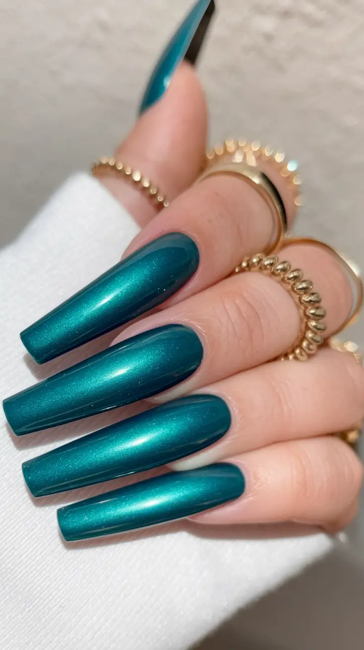 fall coffin nail ideas Emerald Shine