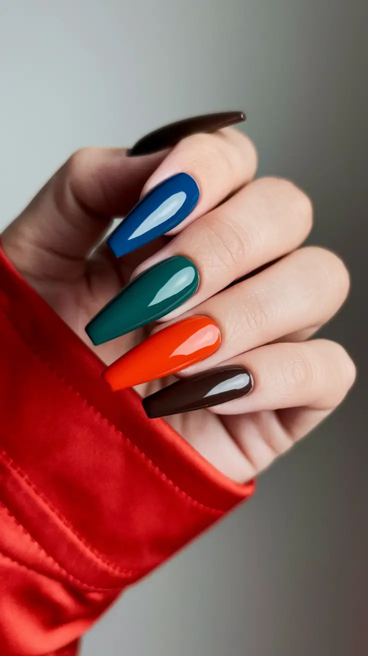 fall coffin nail ideas Bold Autumn Spectrum