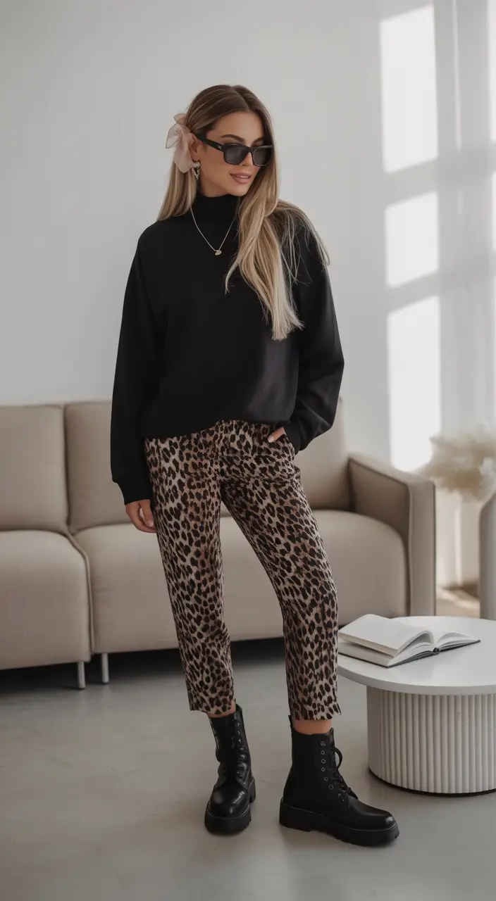 early winter outfits office Effortless Leopard Trousers