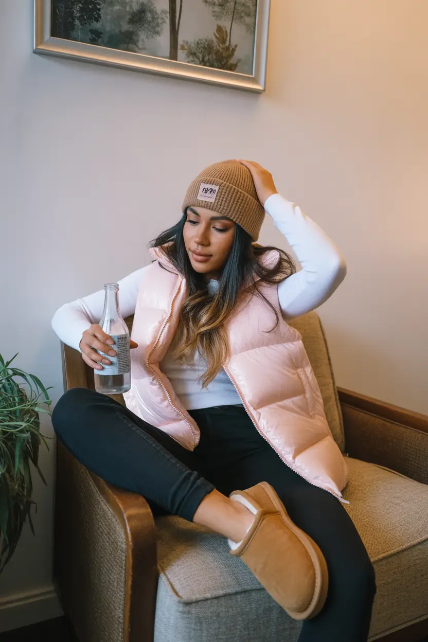 early winter outfits korean Cozy Neutrals with Sporty Vibes