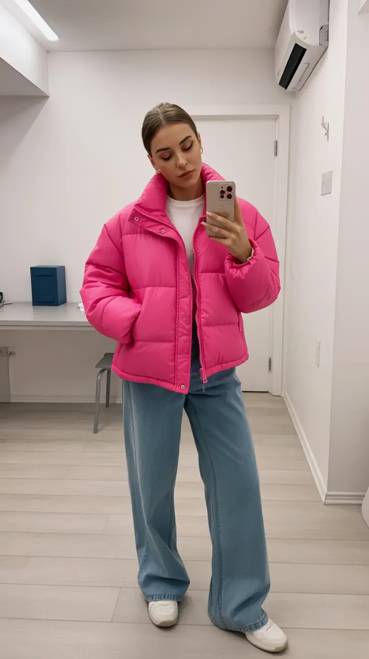 early winter outfits aesthetic Hot Pink Confidence Boost